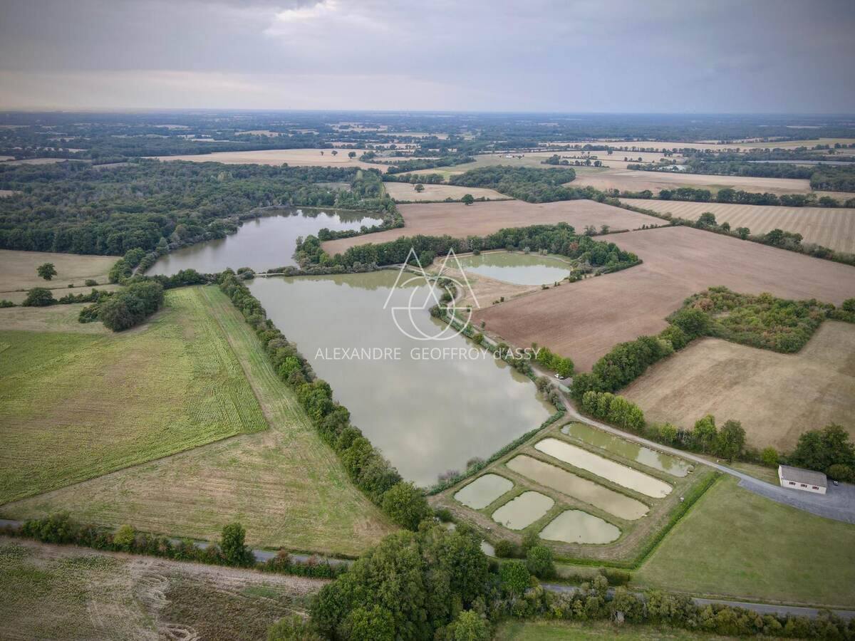 Opportunité d'affaires exceptionnelle : domaine de 24 hectares comprenant 15 hectares d'étangs, parfait pour divers projets touristiques et commerciaux. Avec une activité de location de tentes glamping en pleine expansion.