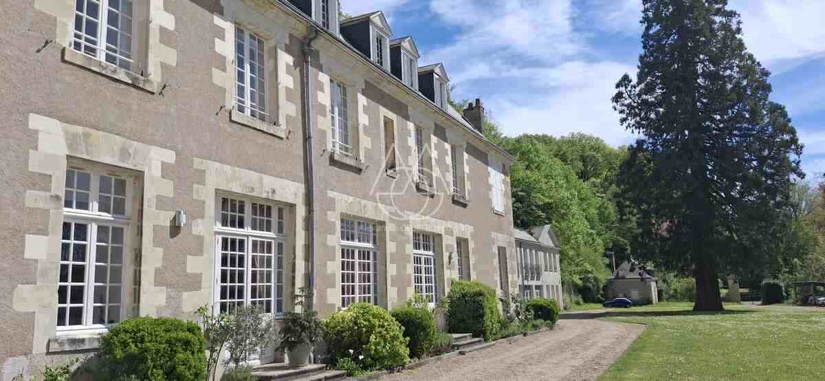 Chateau du XVII eme surplombant un petit village traversé par une petite ricviere.