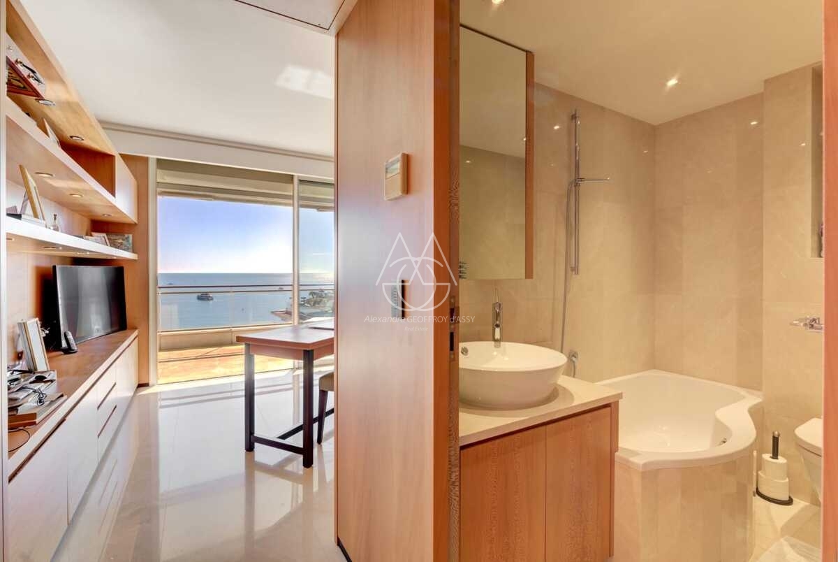 Appartement unique à Cannes, offrant une superficie exceptionnelle de 335 m² avec une terrasse et cinq chambres, le tout bénéficiant d’une vue imprenable sur la mer Méditerranée. 